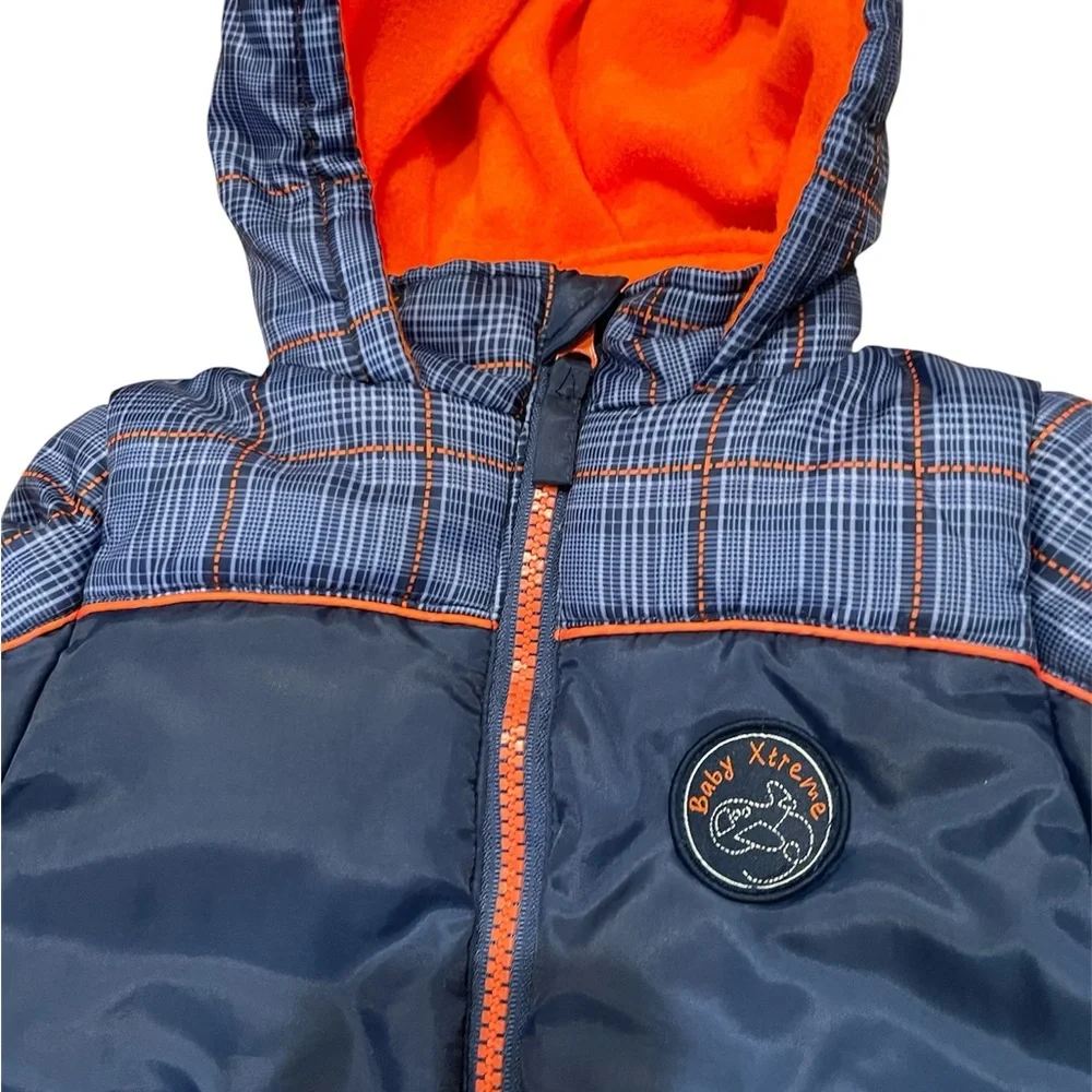 Baby Xtreme Navy and‎ Plaid Snowsuit Zip Up 12M